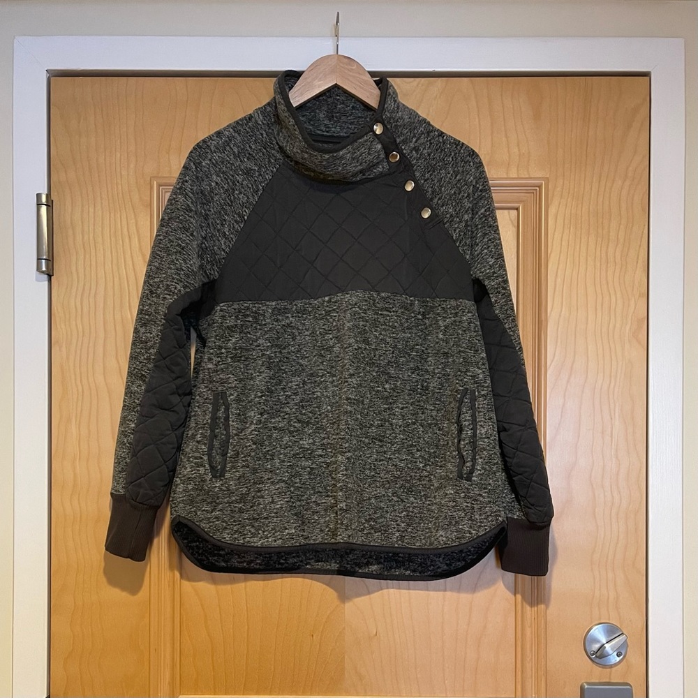 Abercrombie Asymmetrical Snap-Up Fleece - Grey Black